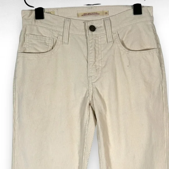 Levis Middy Ankle Bootcut Corduroy Jeans Pants Cream Casual Neutral Size 24 - Picture 7 of 14